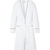 Men Petite Plume | Men'S Pima Robe In White With Navy Piping