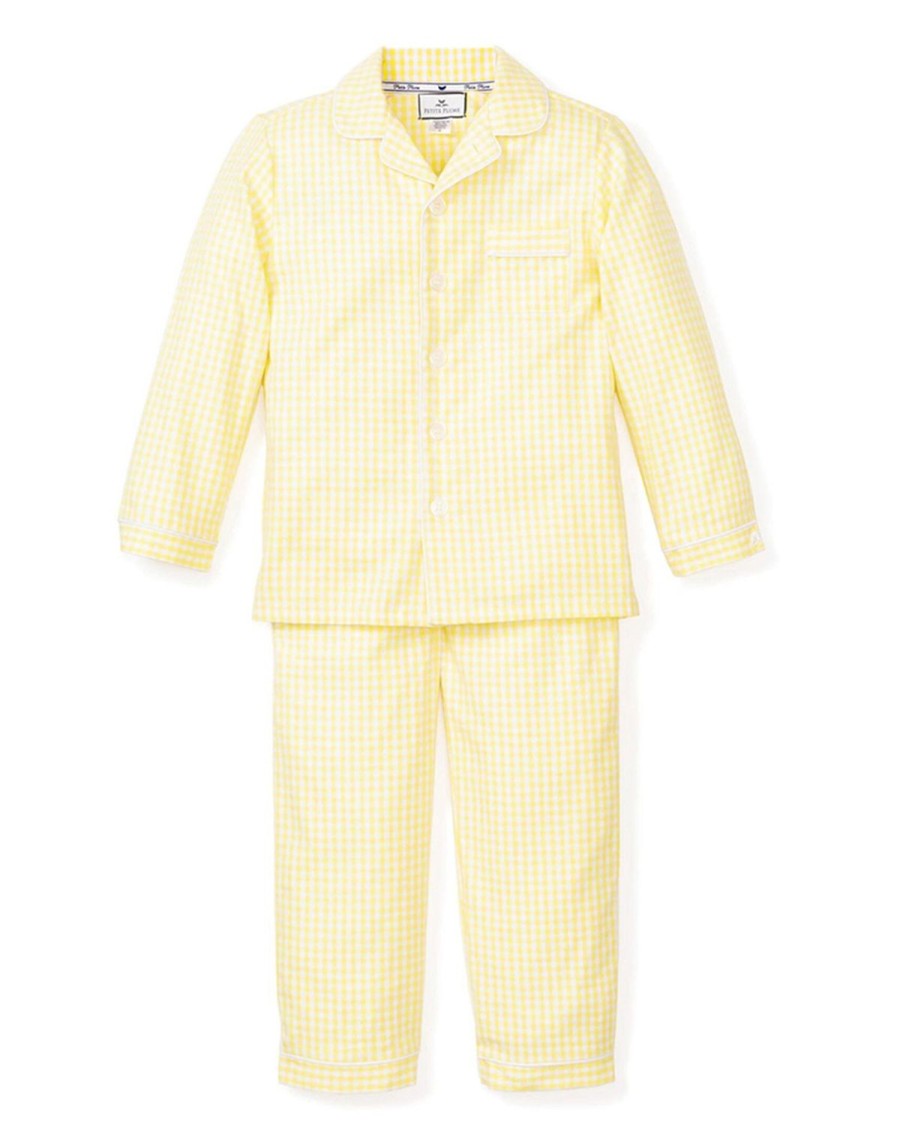 Kids Petite Plume Pajamas | Kid'S Twill Pajama Set In Yellow Gingham