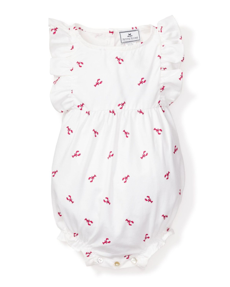 Kids Petite Plume Rompers | Baby'S Twill Ruffled Romper In Brixham Lobsters