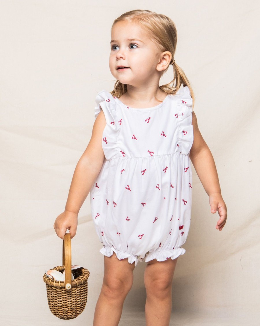 Kids Petite Plume Rompers | Baby'S Twill Ruffled Romper In Brixham Lobsters