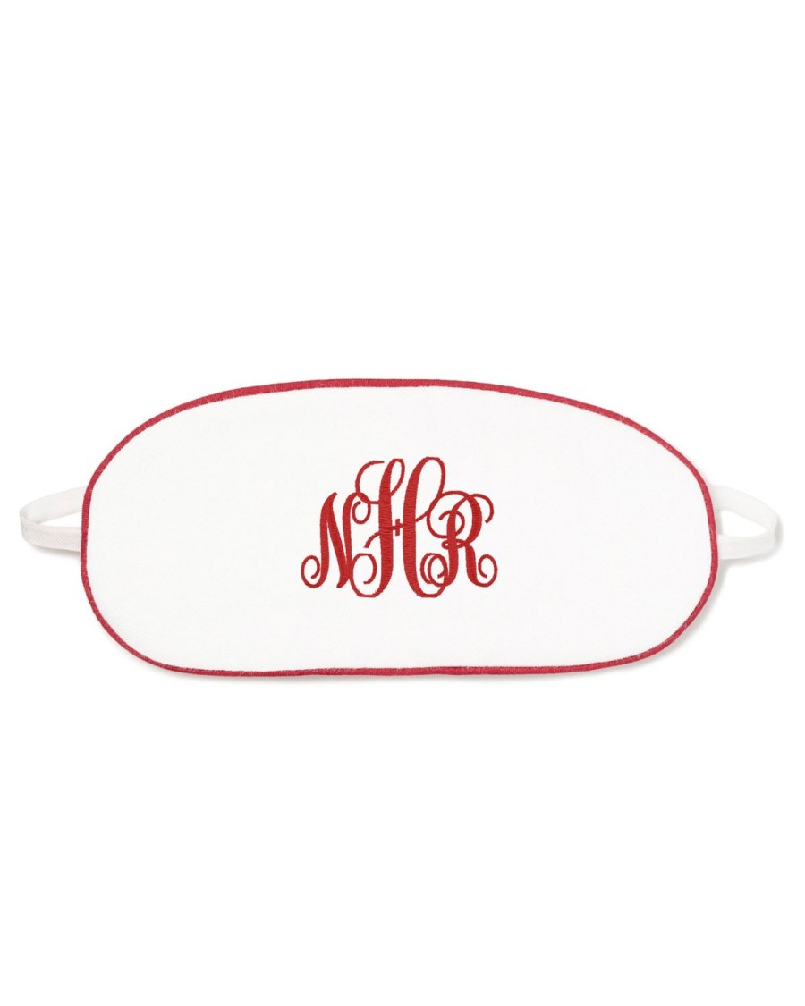 Kids Petite Plume Slippers & Accessories | Kid'S Sleep Mask In White With Red Piping