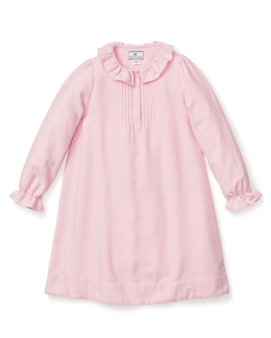 Kids Petite Plume Nightgowns | Girl'S Flannel Victoria Nightgown In Pink