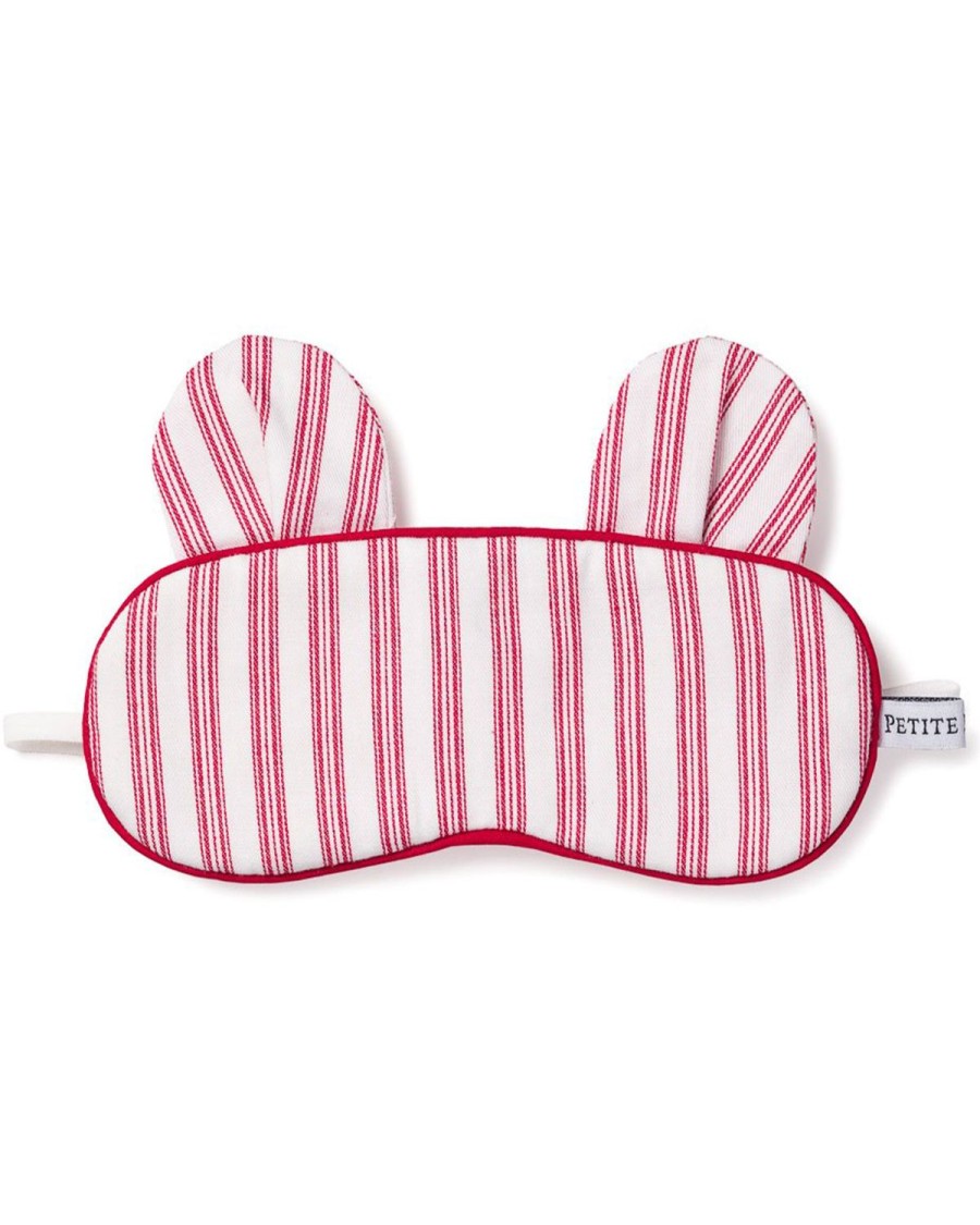 Kids Petite Plume Slippers & Accessories | Kid'S Bear-Y Sleep Mask In Antique Red Ticking