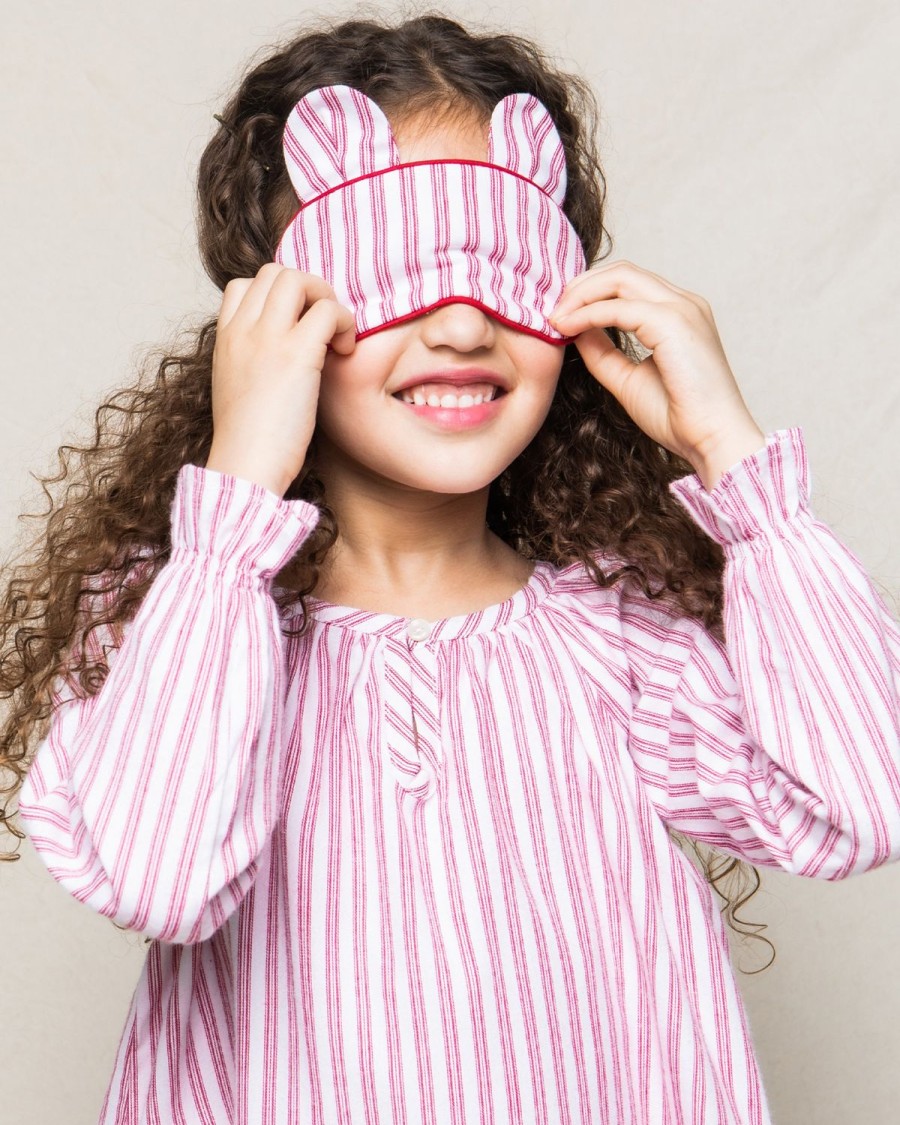 Kids Petite Plume Slippers & Accessories | Kid'S Bear-Y Sleep Mask In Antique Red Ticking