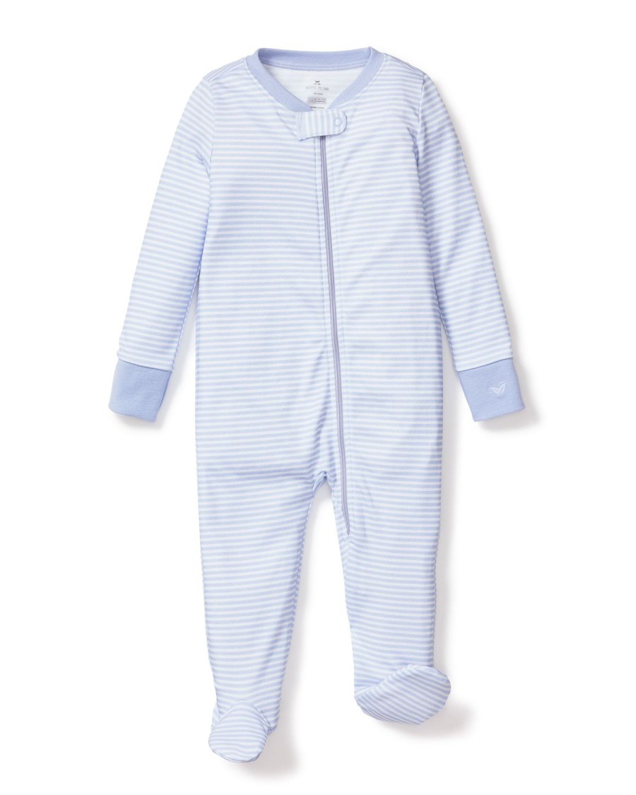 Kids Petite Plume Rompers | Baby'S Pima Snug Fit Romper In Blue Stripes