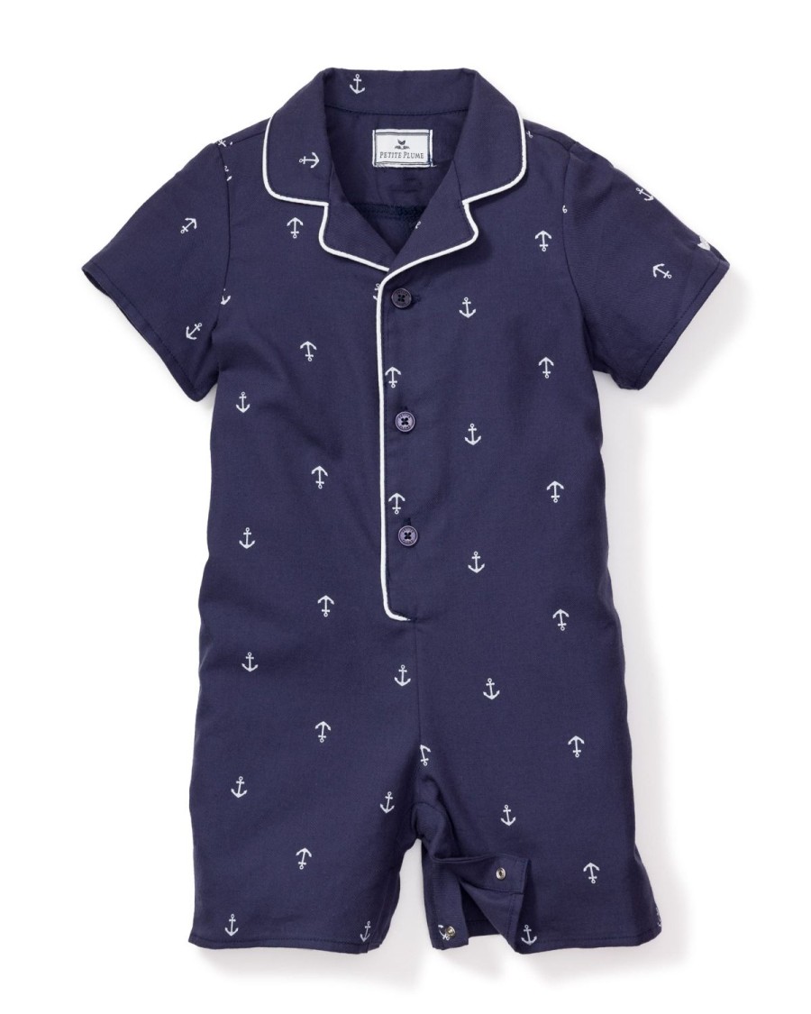 Kids Petite Plume Rompers | Baby'S Twill Summer Romper In Portsmouth Anchors