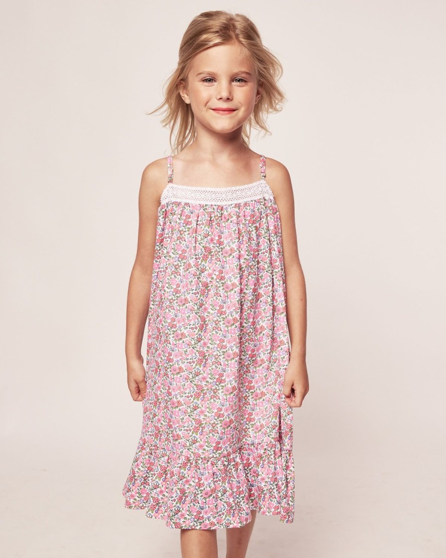 Kids Petite Plume Nightgowns | Girl'S Twill Lily Nightgown In Fleurs De Rose