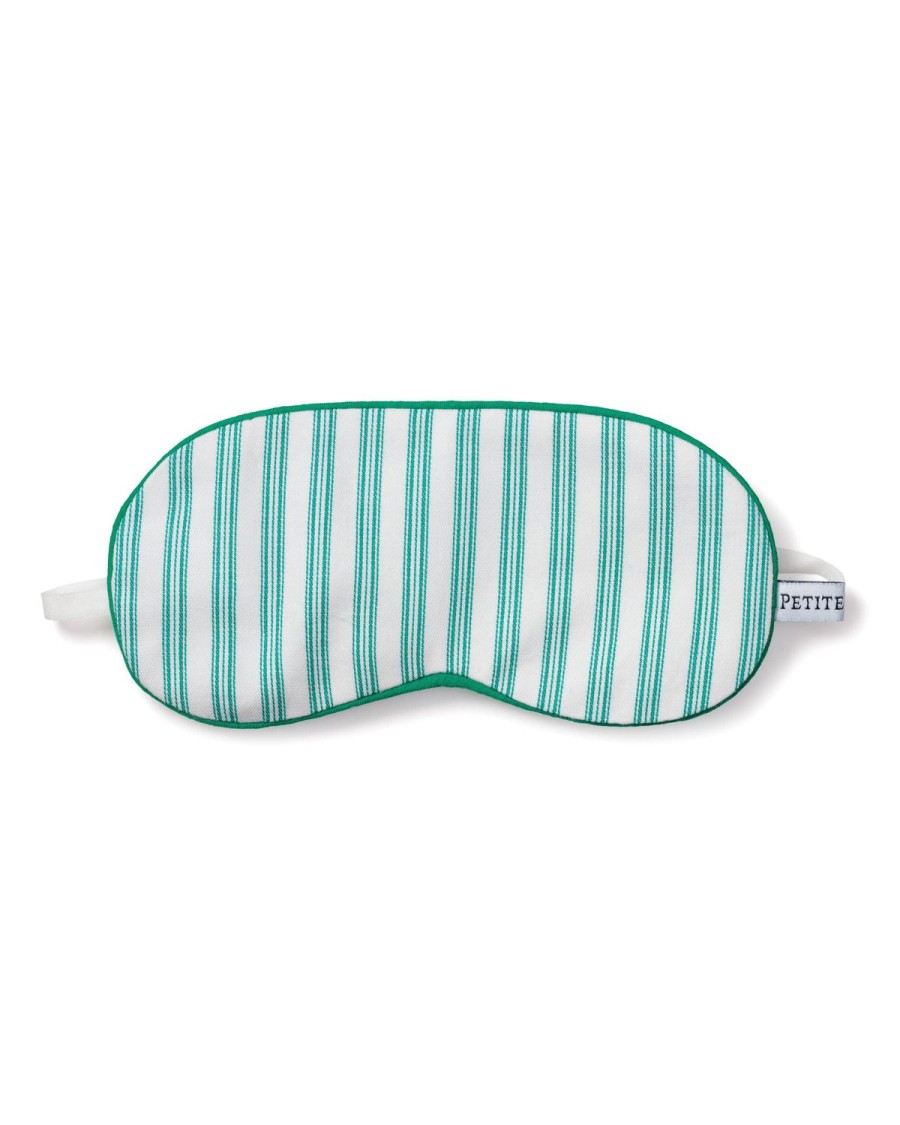 Kids Petite Plume Slippers & Accessories | Kid'S Sleep Mask In Emerald Ticking