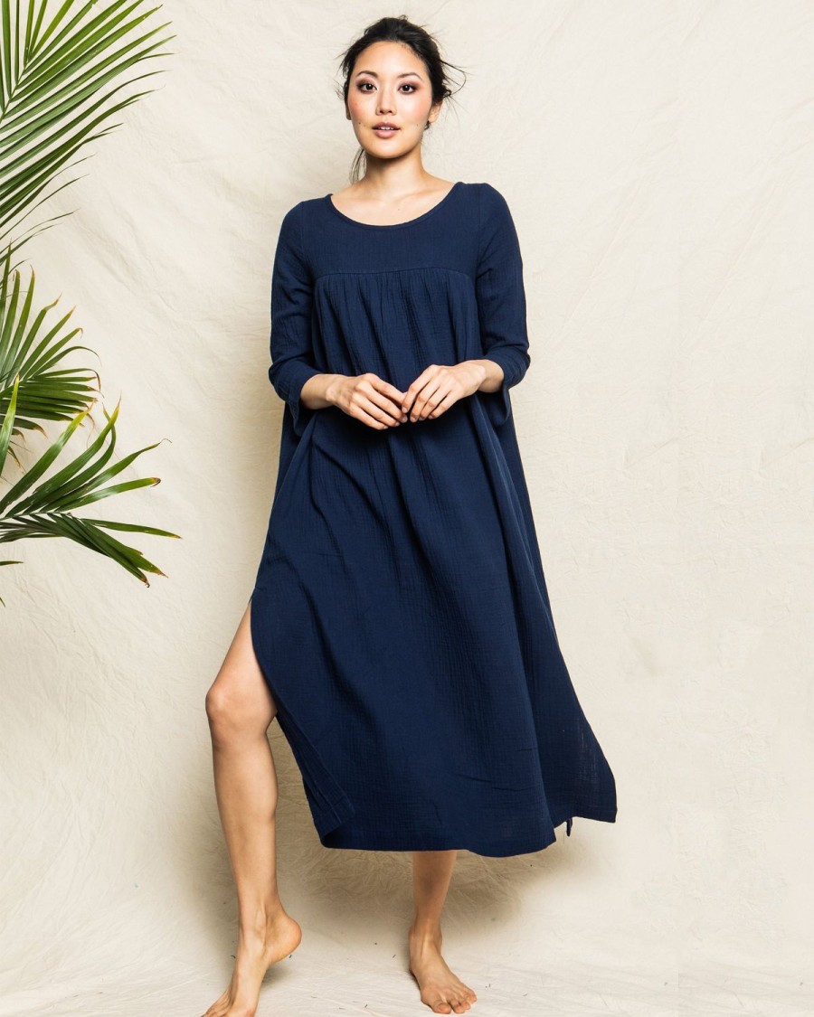 Women Petite Plume | Women'S Gauze Provence Sundress In Navy