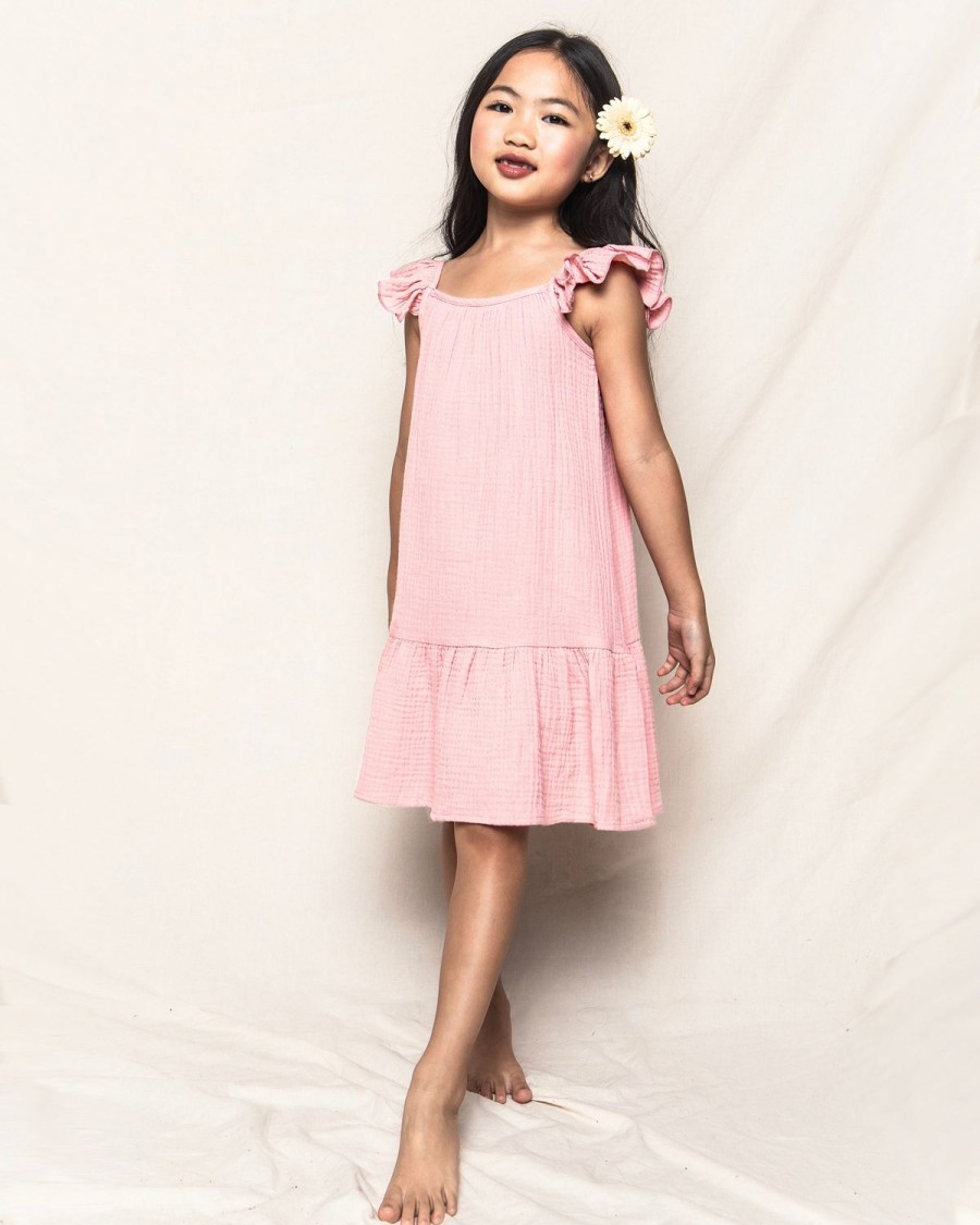 Kids Petite Plume Daywear | Girl'S Gauze Celeste Sundress In Pink