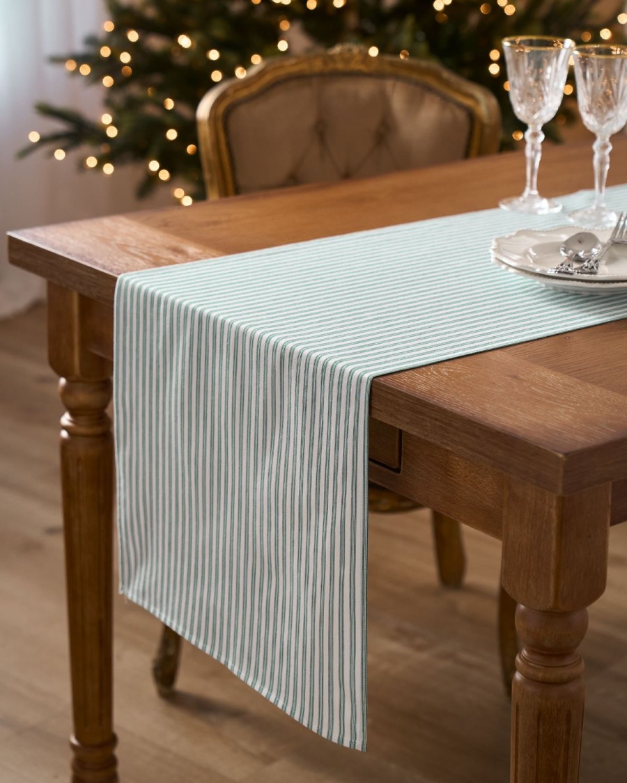 Home Petite Plume | Signature Emerald Ticking Table Linen