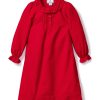 Kids Petite Plume Nightgowns | Girl'S Flannel Victoria Nightgown In Red