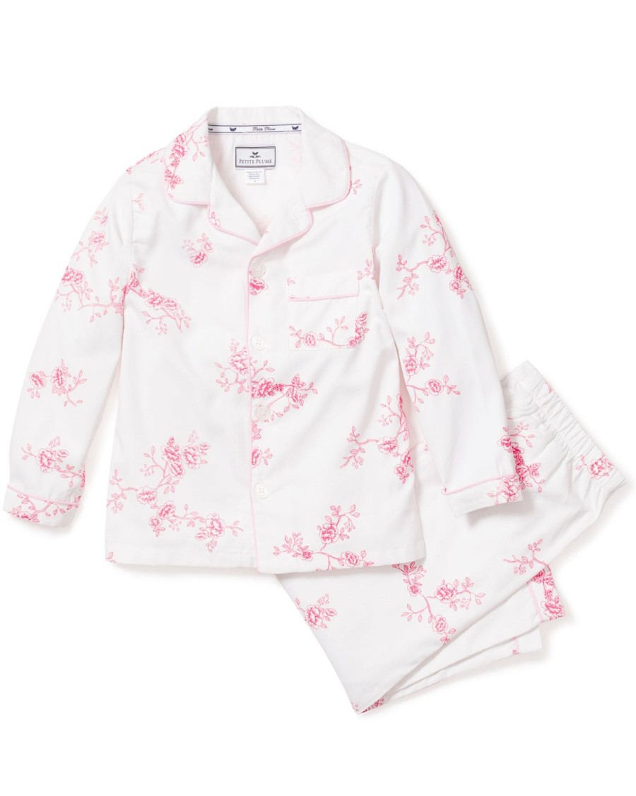 Kids Petite Plume Pajamas | Kid'S Twill Pajama Set In English Rose Floral