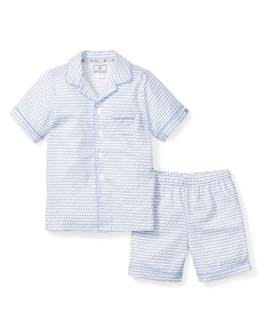 Kids Petite Plume Pajamas | Kid'S Twill Pajama Short Set In La Mer