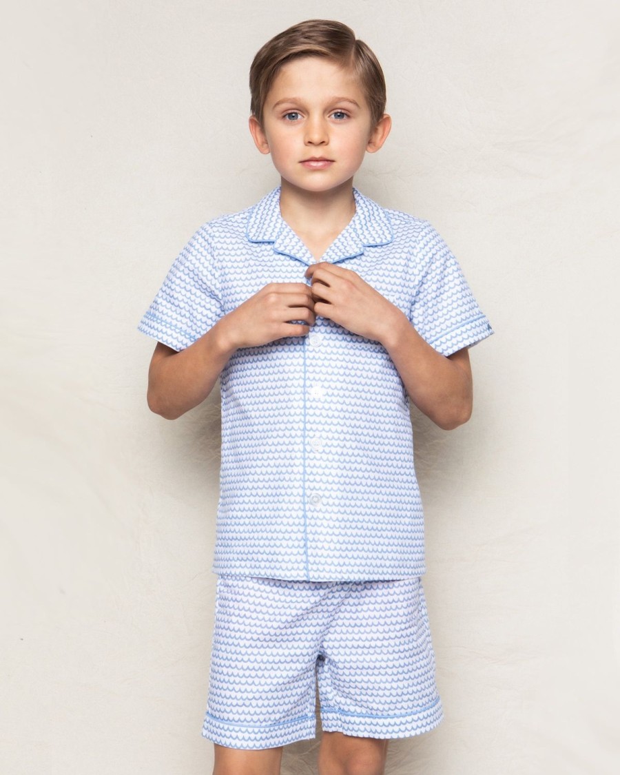 Kids Petite Plume Pajamas | Kid'S Twill Pajama Short Set In La Mer