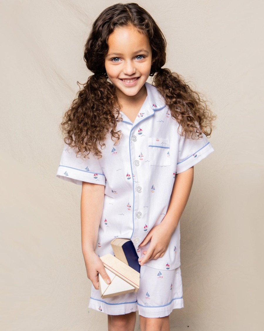 Kids Petite Plume Pajamas | Kid'S Twill Pajama Short Set In Bateau