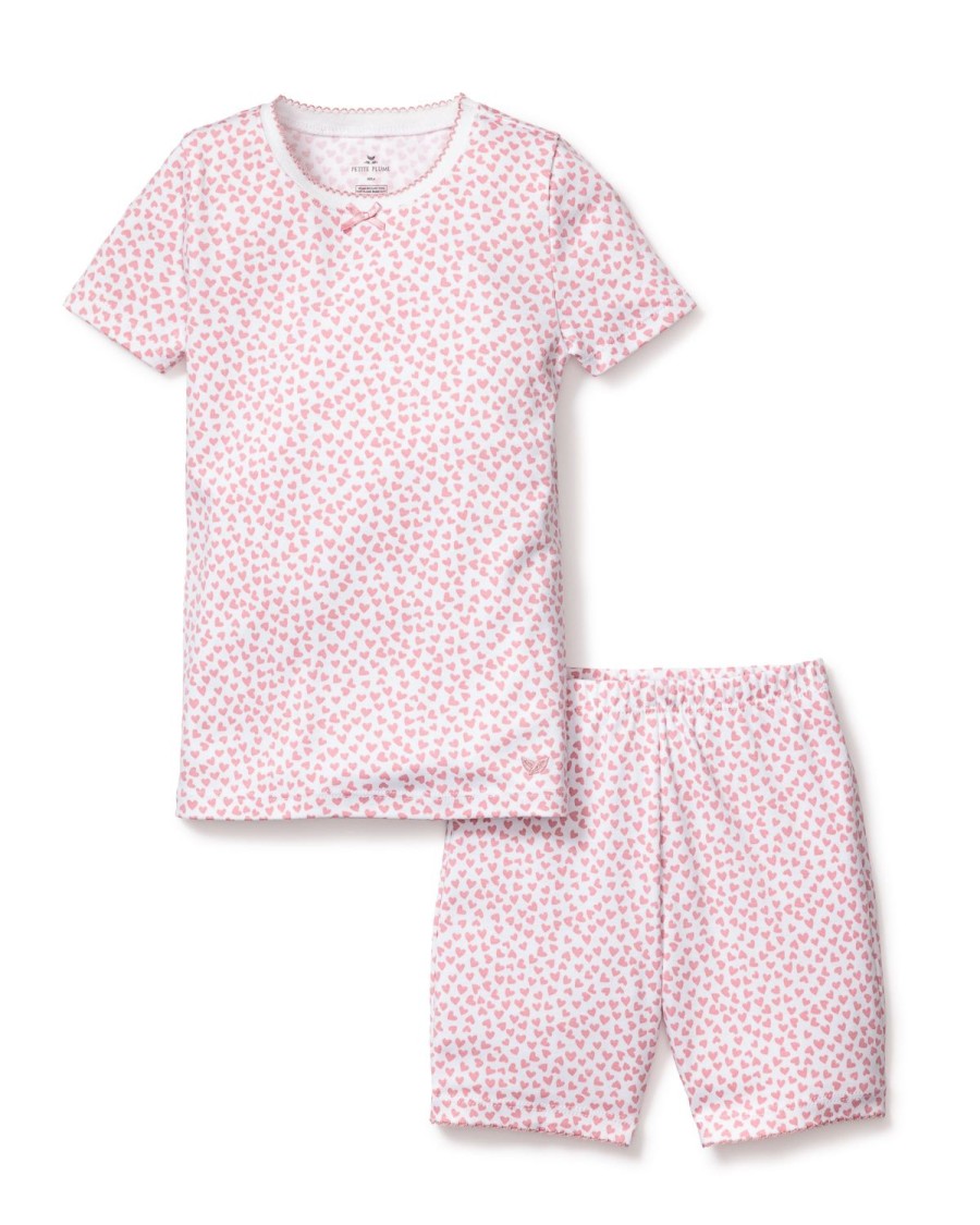 Kids Petite Plume Pajamas | Kid'S Pima Snug Fit Pajama Short Set In Sweethearts