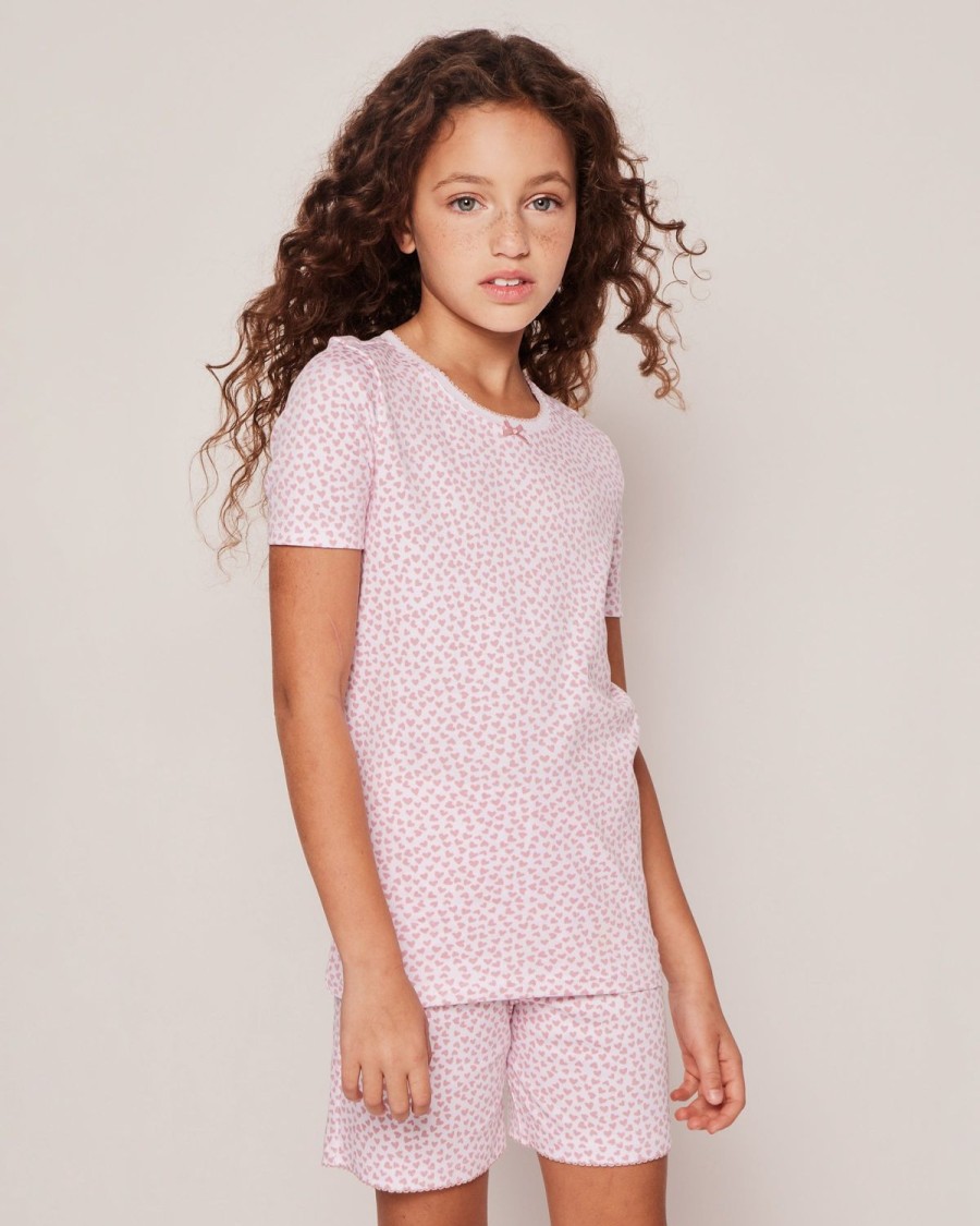 Kids Petite Plume Pajamas | Kid'S Pima Snug Fit Pajama Short Set In Sweethearts