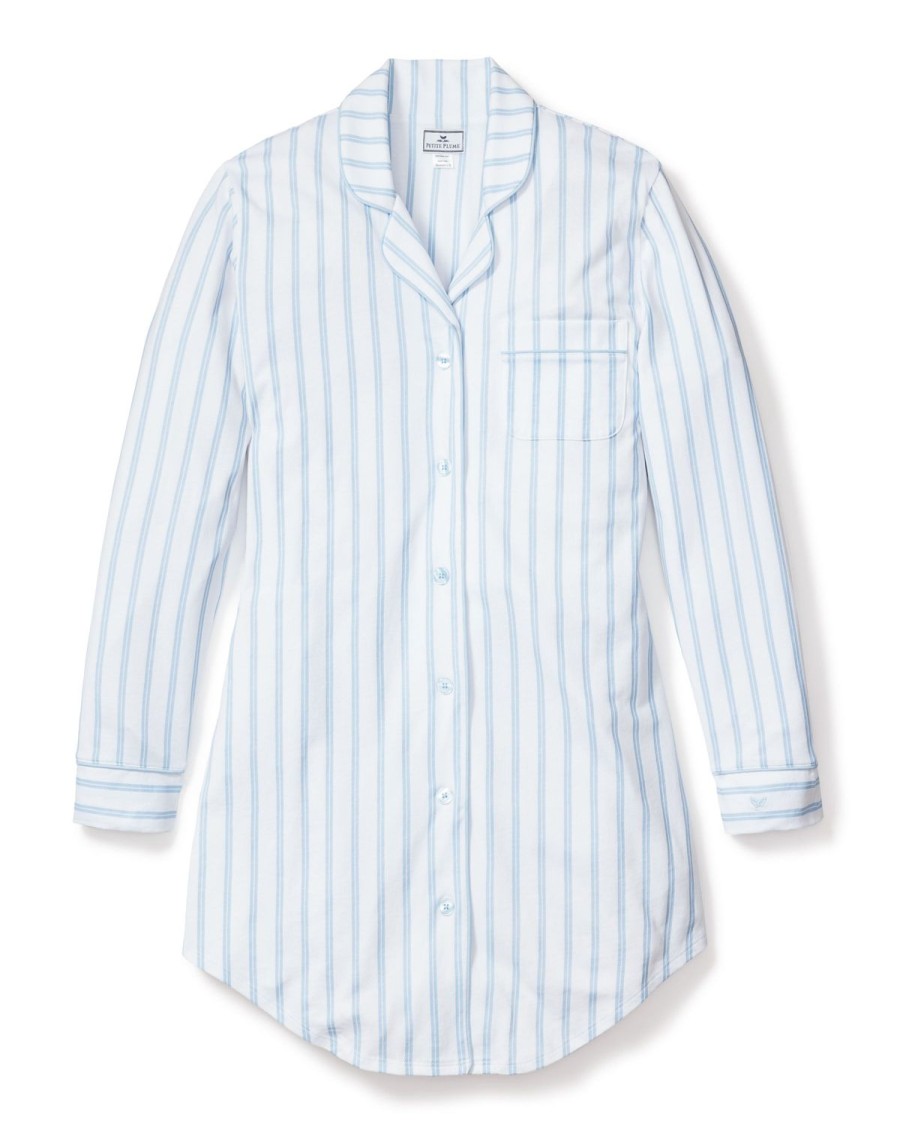 Women Petite Plume | Women'S Pima Nightshirt In Periwinkle Stripe