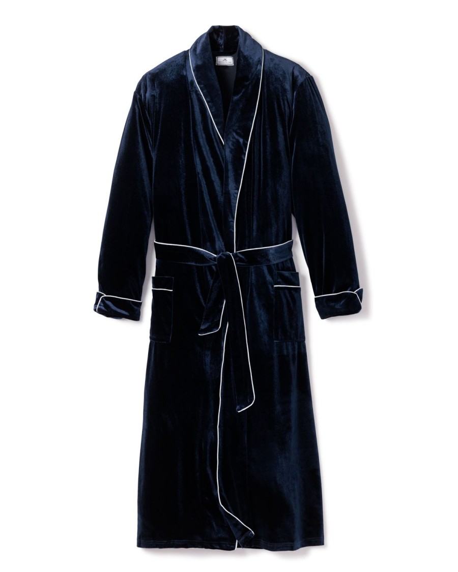 Men Petite Plume | Men'S Velour Robe In Navy