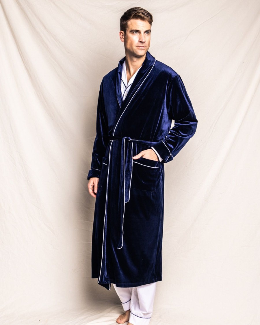 Men Petite Plume | Men'S Velour Robe In Navy