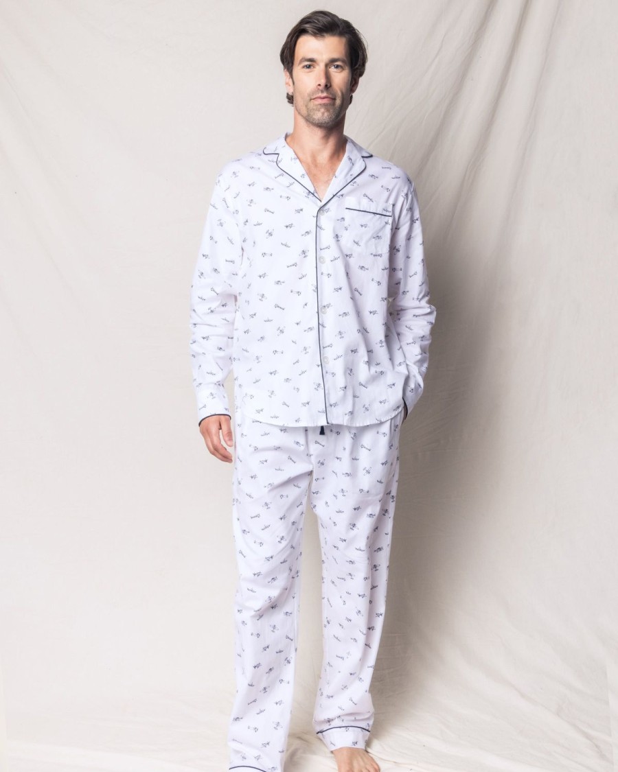 Men Petite Plume | Men'S Twill Pajama Set In Par Avion