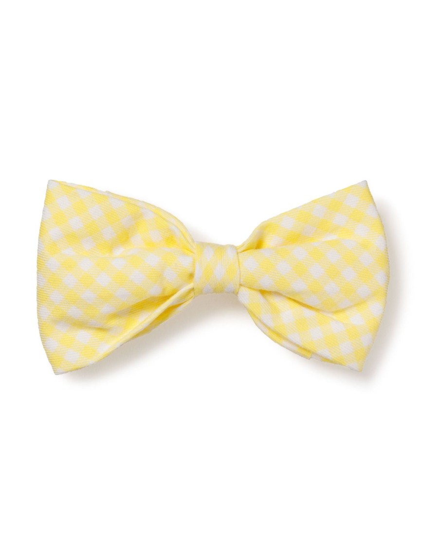 Home Petite Plume | Dog Twill Bow Tie In Yellow Gingham