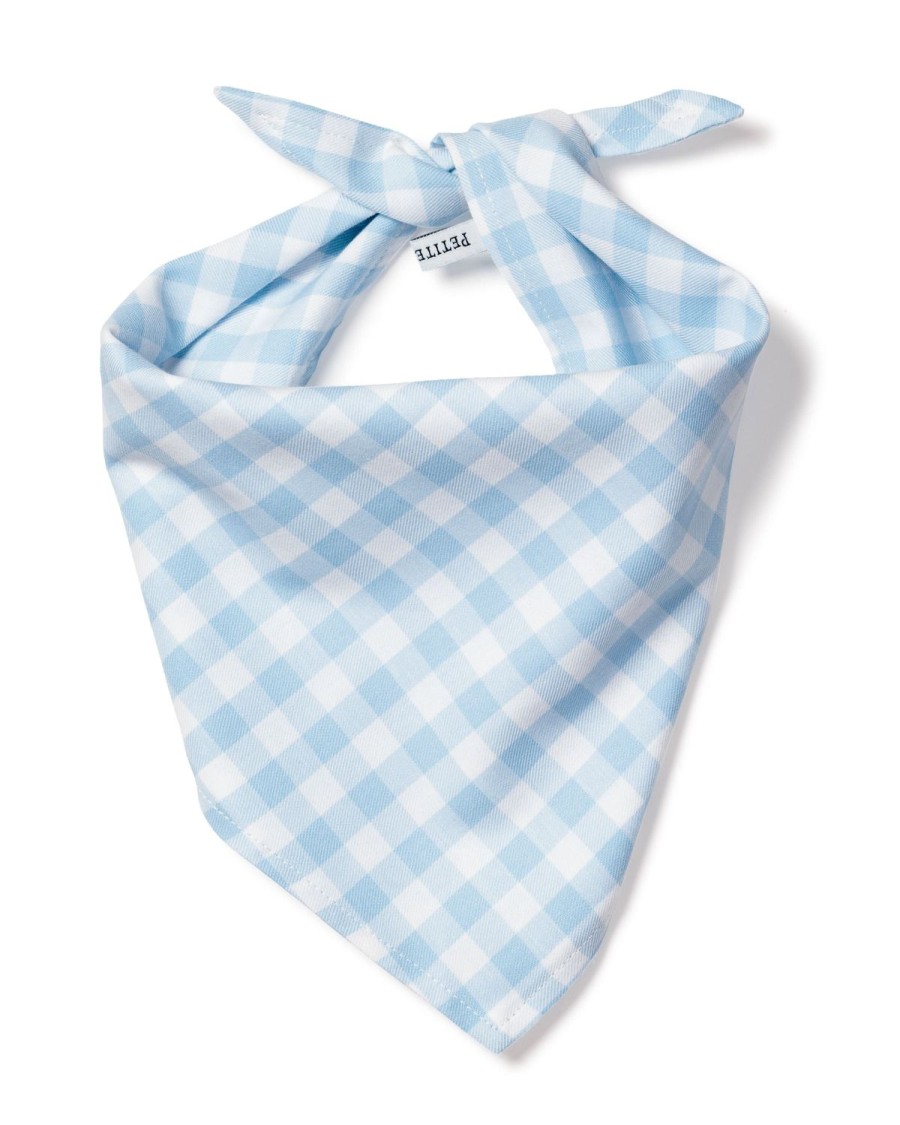 Home Petite Plume | Dog Twill Bandana Light Blue Gingham