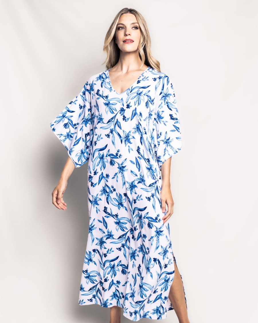 Women Petite Plume | Women'S Pima Caftan In Songs Of Santorini