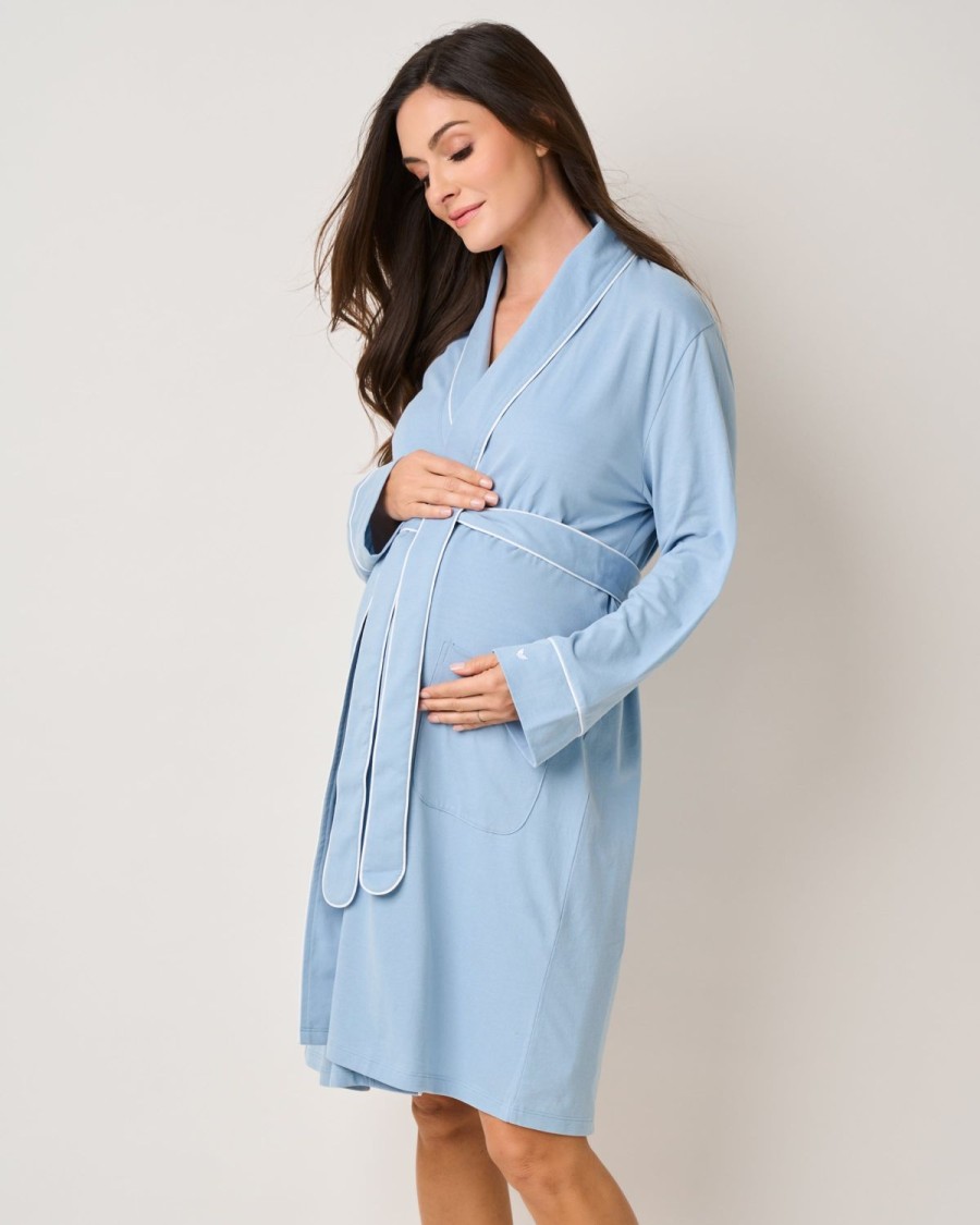 Women Petite Plume | Women'S Pima Maternity Robe In Periwinkle