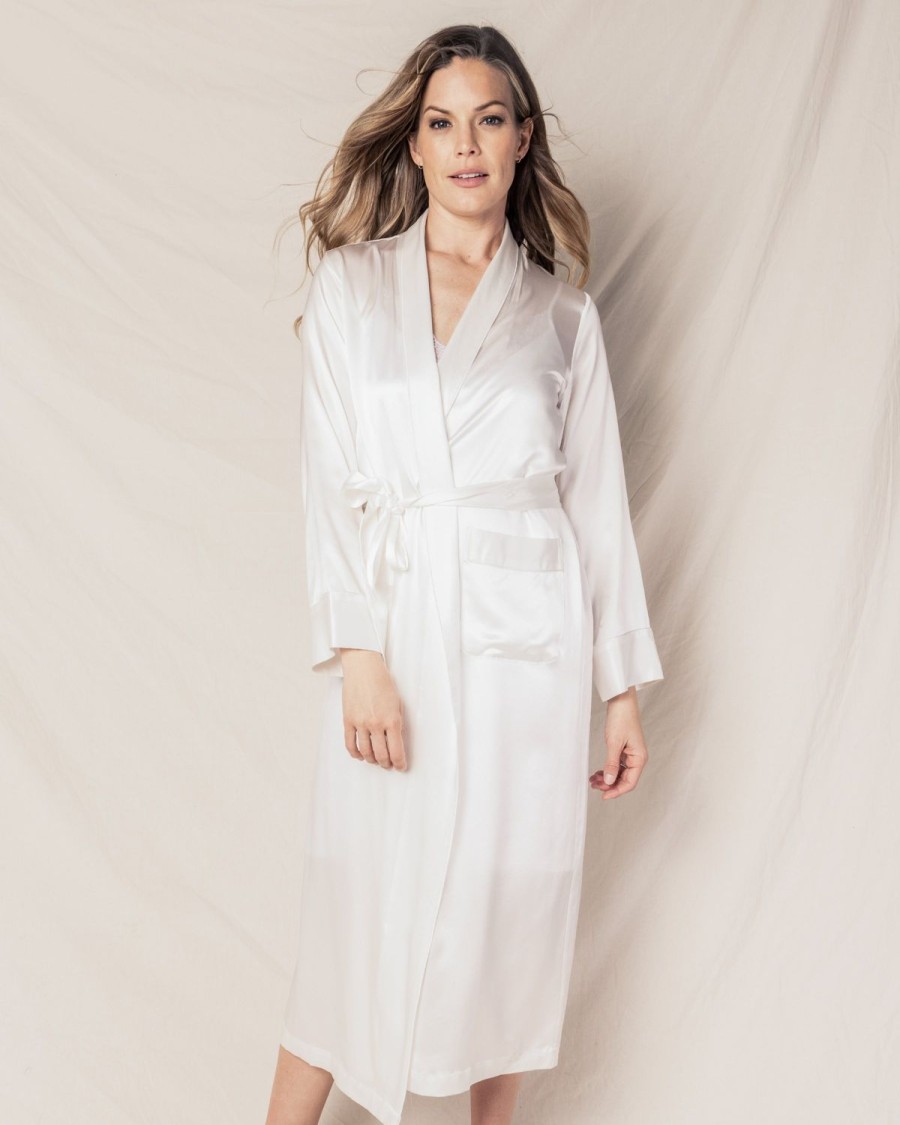 Women Petite Plume | Women'S Silk Long Robe In White