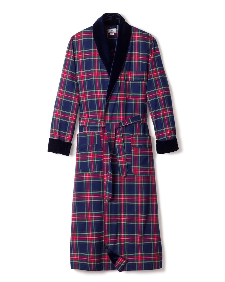 Men Petite Plume | Men'S Velvet Trim Robe In Windsor Tartan