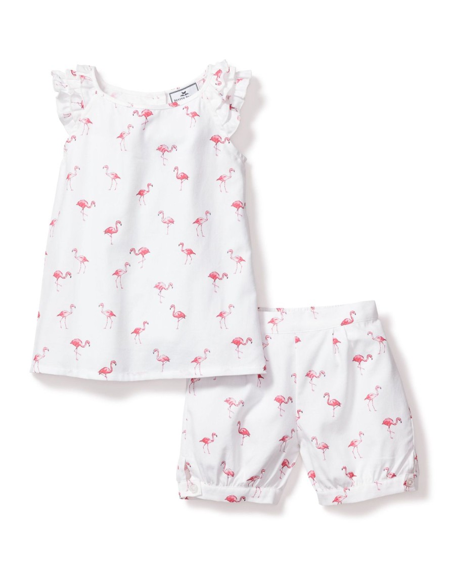 Kids Petite Plume Pajamas | Girl'S Twill Amelie Short Set In Flamingos