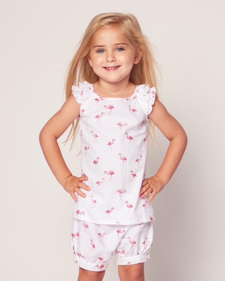 Kids Petite Plume Pajamas | Girl'S Twill Amelie Short Set In Flamingos