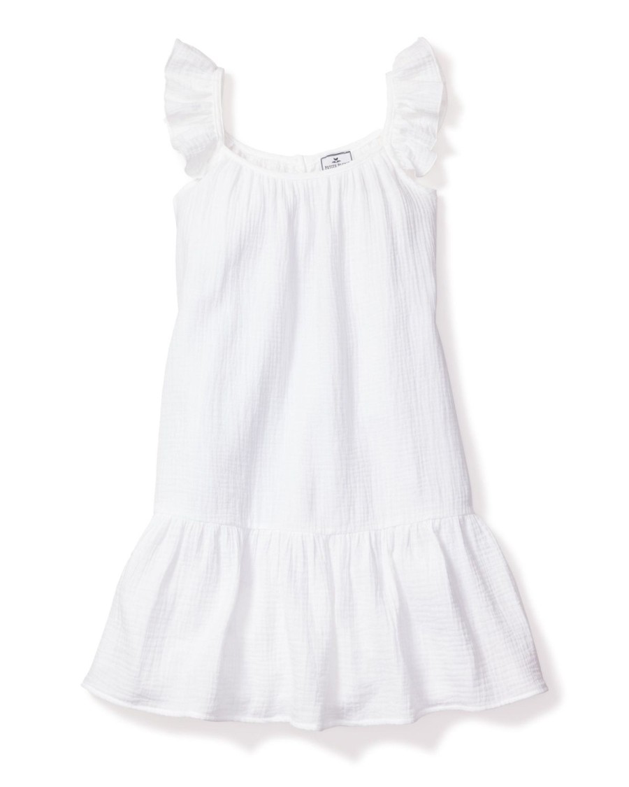 Kids Petite Plume Daywear | Girl'S Gauze Celeste Sundress In White