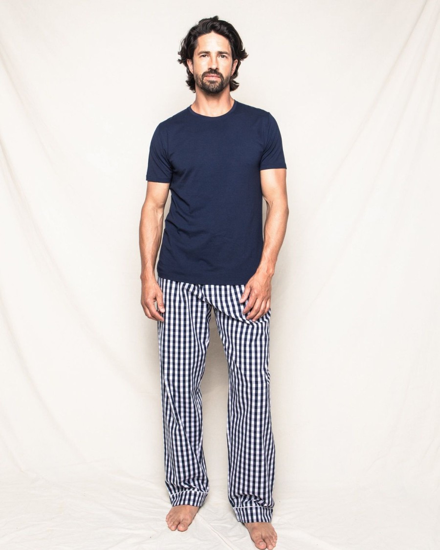 Men Petite Plume | Men'S Twill Pajama Pant In Navy Gingham