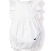 Kids Petite Plume Rompers | Baby'S Twill Ruffled Romper In White