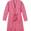 Women Petite Plume | Women'S Flannel Robe In Red Mini Gingham