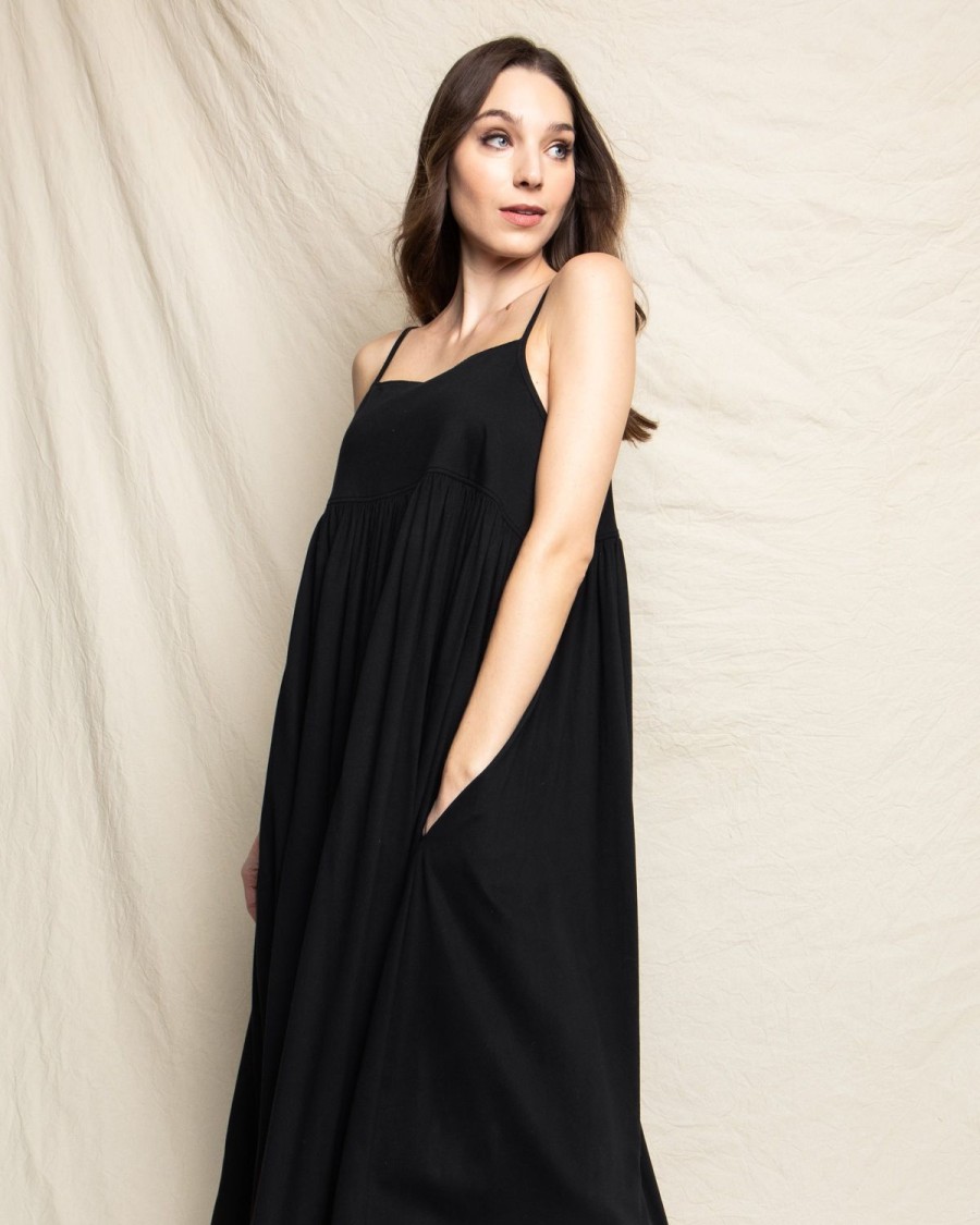 Women Petite Plume | Women'S Pima Serene Lounge Dress In Black