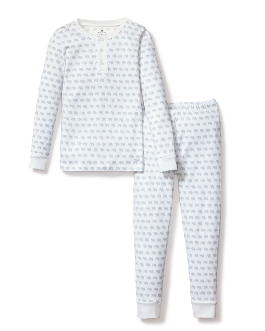 Kids Petite Plume Pajamas | Kid'S Pima Snug Fit Pajama Set In Grey Elephants