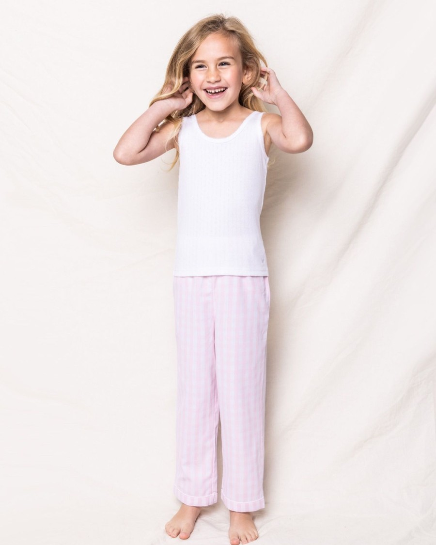 Kids Petite Plume Pajamas | Kid'S Twill Pajama Pants In Pink Gingham