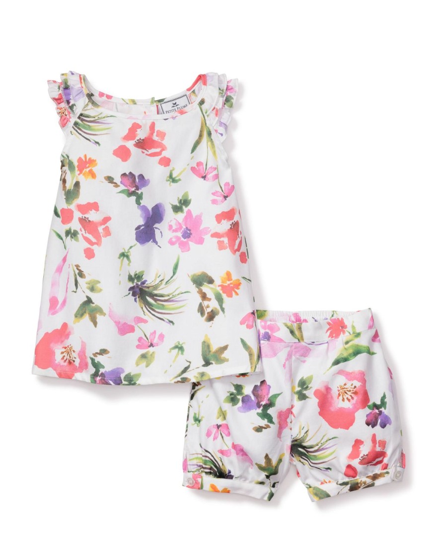 Kids Petite Plume Pajamas | Girl'S Twill Amelie Short Set In Gardens Of Giverny