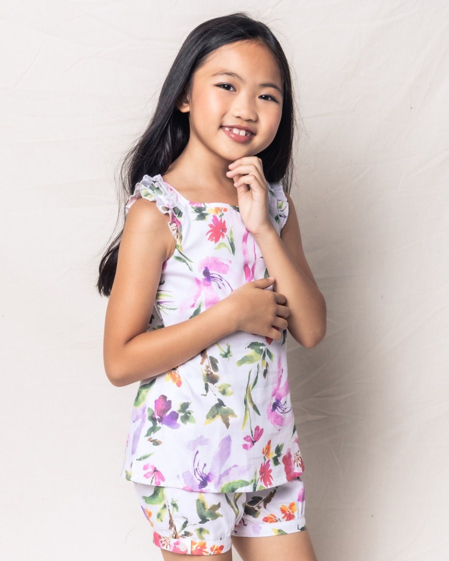 Kids Petite Plume Pajamas | Girl'S Twill Amelie Short Set In Gardens Of Giverny