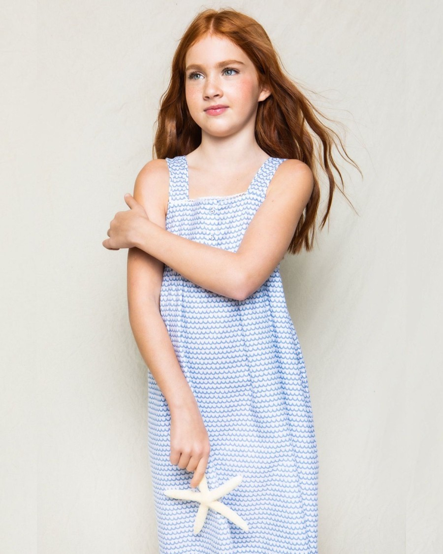 Kids Petite Plume Nightgowns | Girl'S Twill Charlotte Nightgown In La Mer