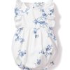 Kids Petite Plume Rompers | Baby'S Twill Ruffled Romper In Indigo Floral