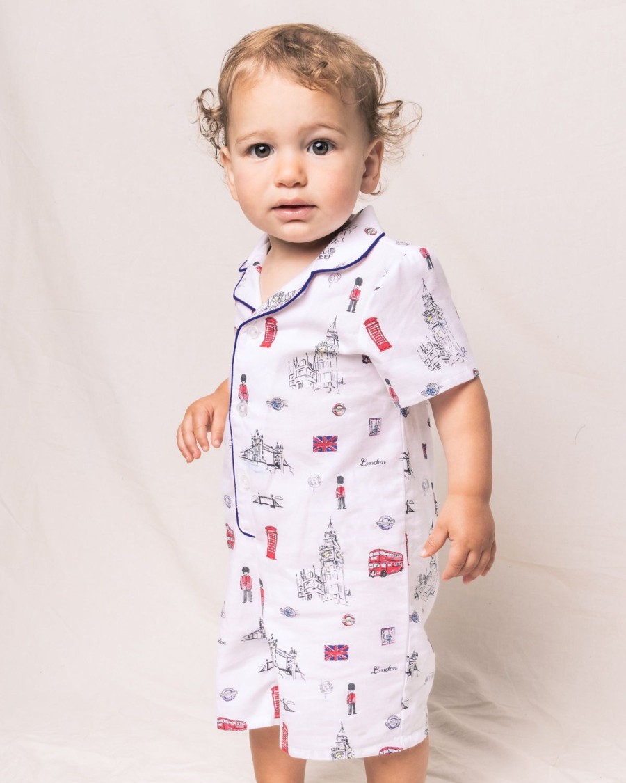 Kids Petite Plume Rompers | Baby'S Twill Summer Romper In London Is Calling