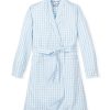 Women Petite Plume | Women'S Twill Robe In Light Blue Gingham