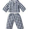 Kids Petite Plume Slippers & Accessories | Kid'S Twill Doll Pajamas In Navy Gingham