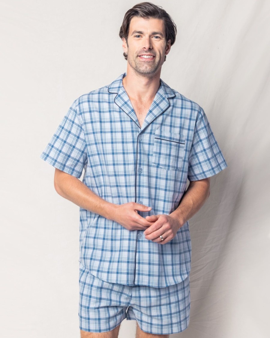 Men Petite Plume | Men'S Twill Pajama Short Set In Seafarer Tartan