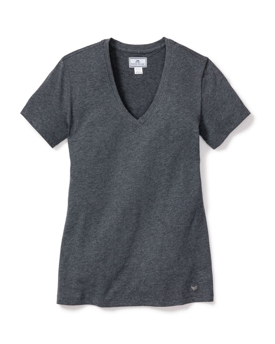 Women Petite Plume | Women'S Pima Short Sleeve Top In Dark Heather Grey